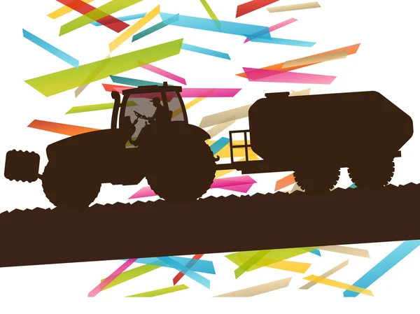 Agriculture machinery farm tractor vector illustration in farmin