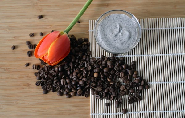 Homemade coffee scrub in a bowl