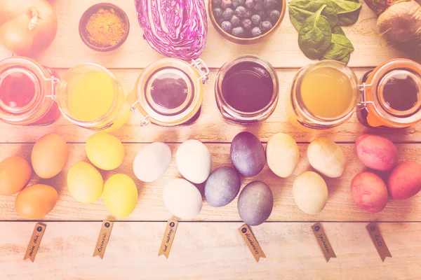 Easter eggs painted with natural egg dye