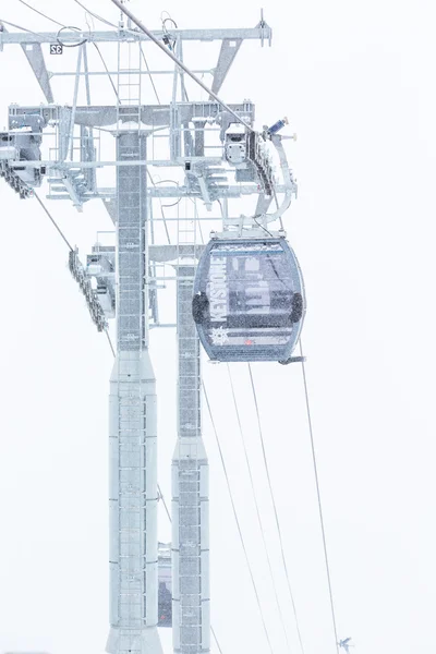 Cable way at ski resort, end of the season
