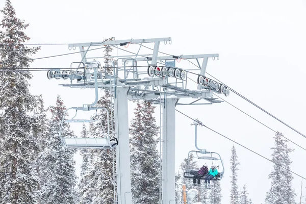 Cable way at ski resort, end of the season