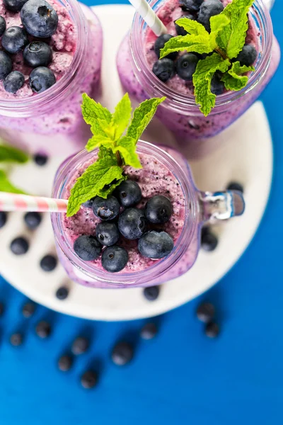 Fresh organic blueberry smoothies