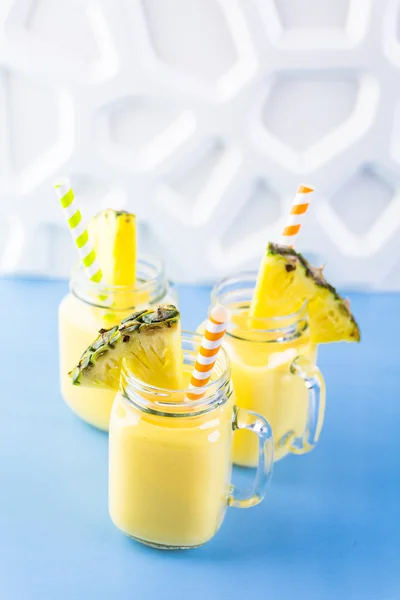 Homemade mango and pineapple smoothies