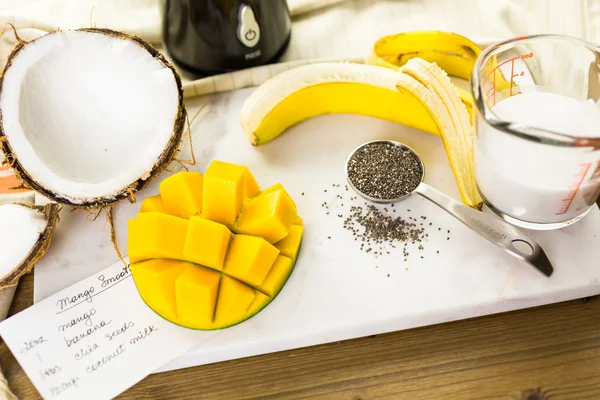 Mango banana smoothie with chia seeds