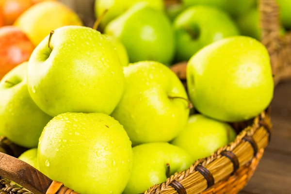 Organic apples in baskets