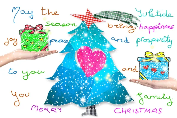 Christmas postcard with handwriting  message