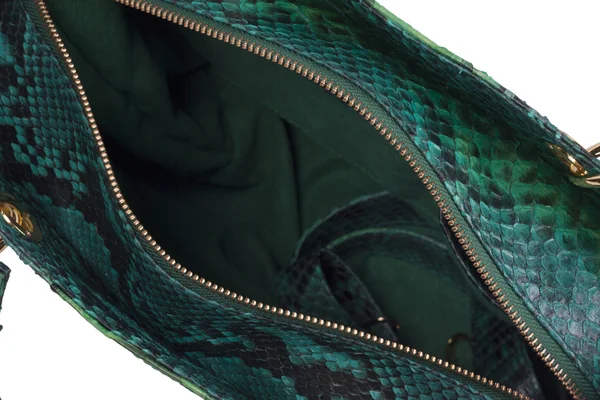 Fashion luxury snakeskin (python) handbag bag, handmade on Bali island, isolated on a white background