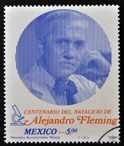 MEXICO - CIRCA 1981: stamp printed in Mexico, shows famous medical specialist, penicillin founder Alex Fleming, circa 1981.