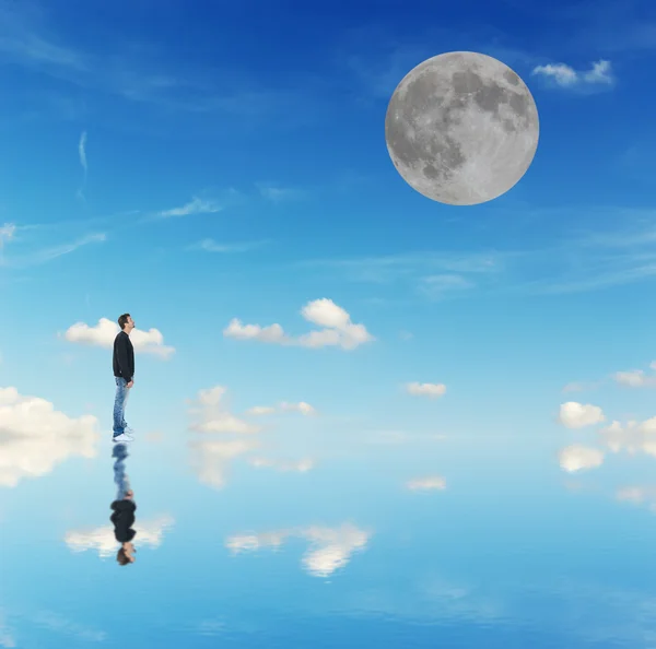 Man and moon