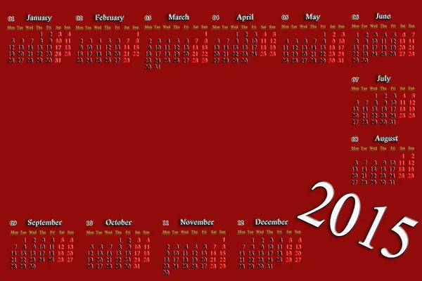 Claret calendar for 2015 year with place for image