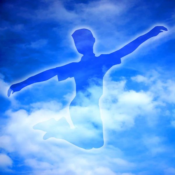 Silhouette of a flying man