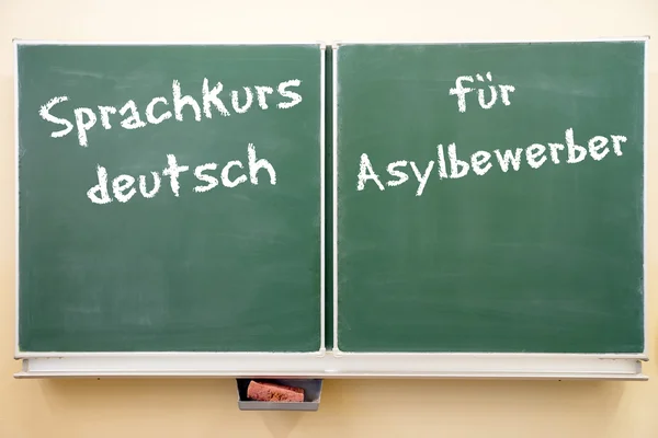 Chalkboard with the german words Language Course