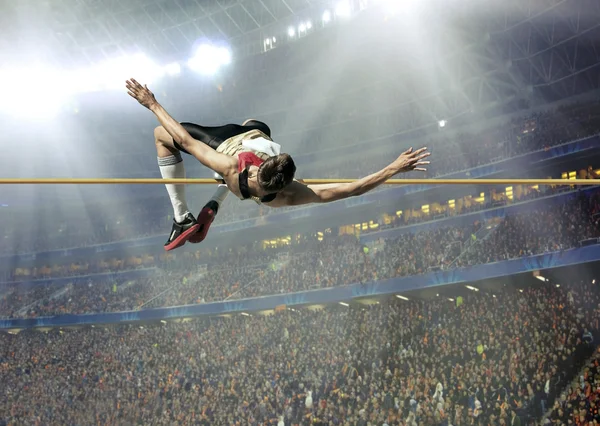 Athlete in action of high jump