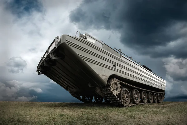 Military tank under sky