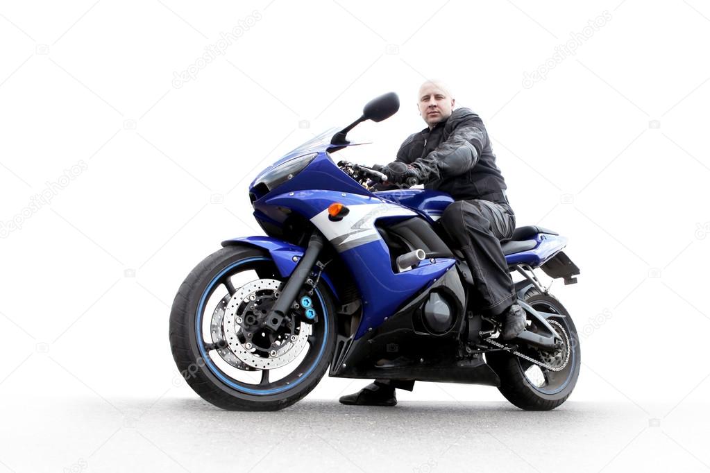 человек на мотоцикле 
