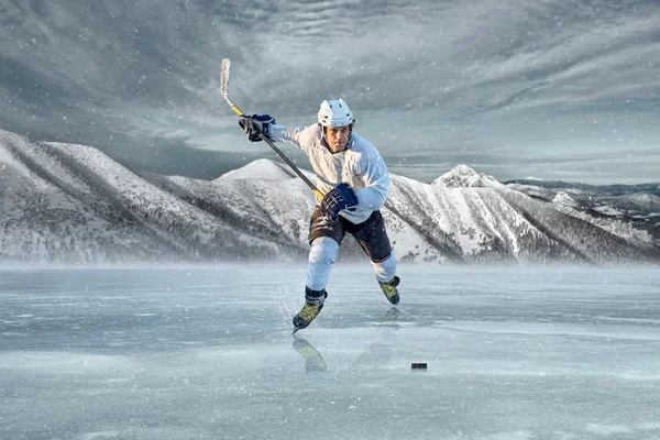 Ice hockey player in action outdoor