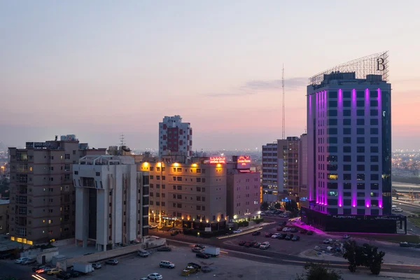 Hotels in the Kuwait City illuminated at dusk. December 10, 2014 in Kuwait City, Middle East