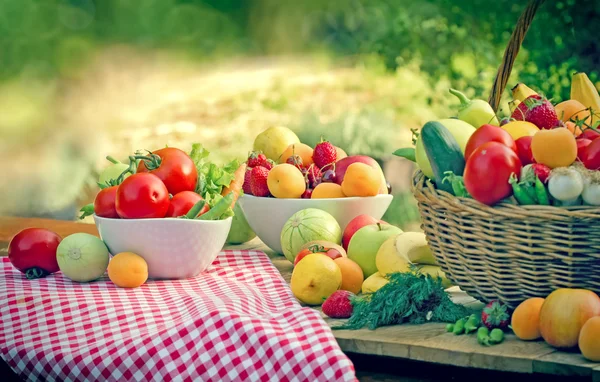 Eating healthy food - healthy diet with organic fruit and vegetable
