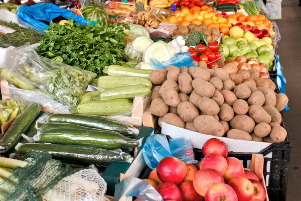 Fresh organic fruits and vegetables on farmers market