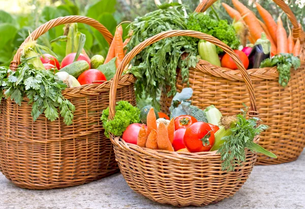 Vegetables in wicker baskets