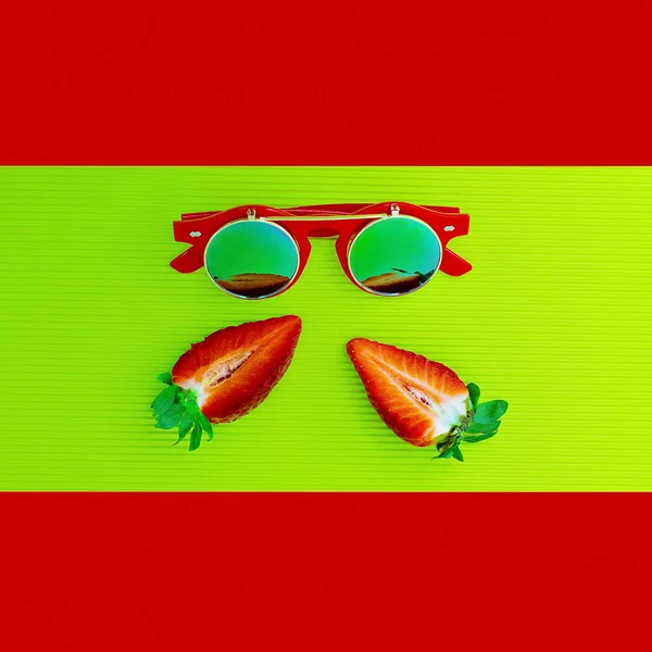 Steampunk Sunglasses and Strawberries. Fashion Minimalism Mix