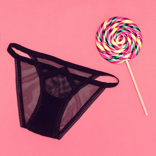 Lollipop  and  lady panties. Sweet cocktail mix