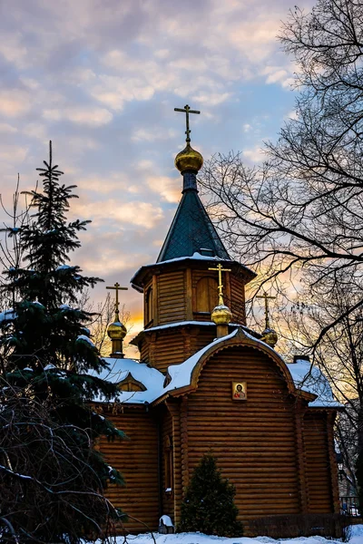 Old Russian style church made of logs