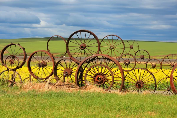 Rusty wheels fence