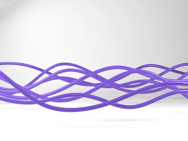 Violet electric wires or abstract lines, 3D Illustration