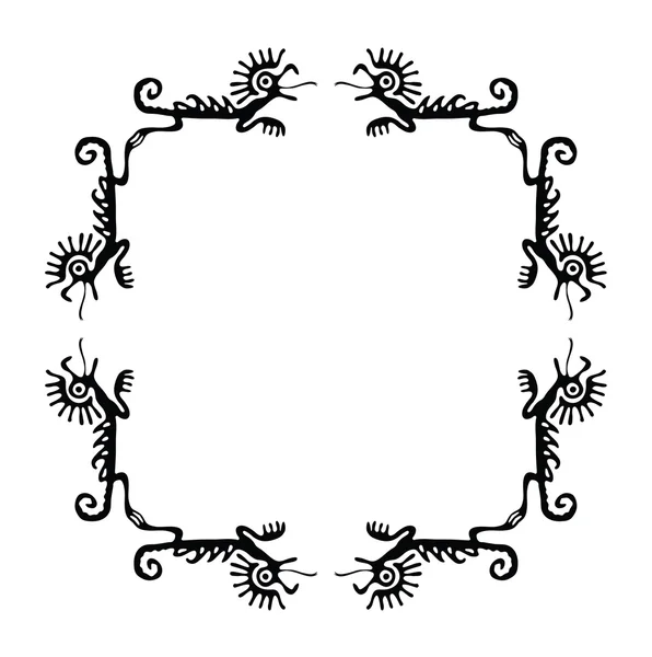 Black corners elements with dragons, vector