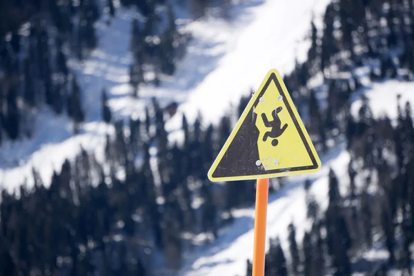 Danger steep cliff mountain sign,