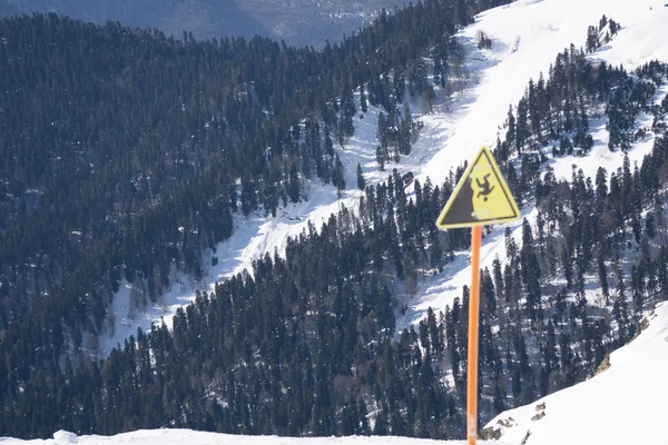 Danger steep cliff mountain sign,