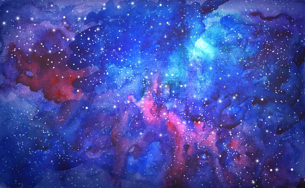 Blue universe space abstract background. watercolor illustration