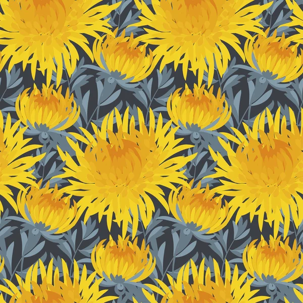 Fall flower seamless pattern. yellow chrysanthemum repeatable mo