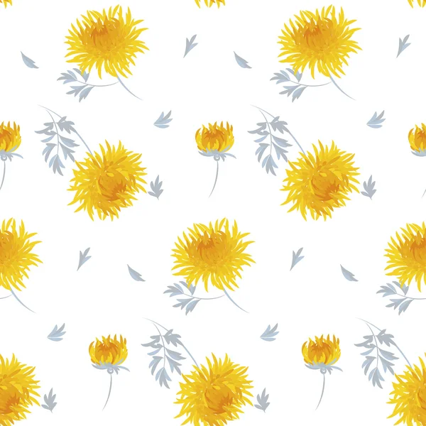 Fall flower seamless pattern. yellow chrysanthemum repeatable mo