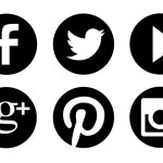 72 new Round social media icons - Vector, Black and white, transparent
