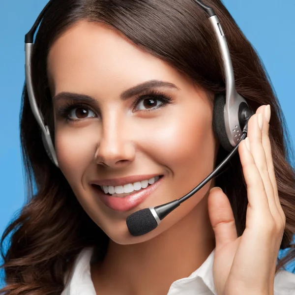 Customer support phone operator in headset