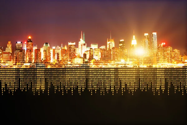 City with binary code