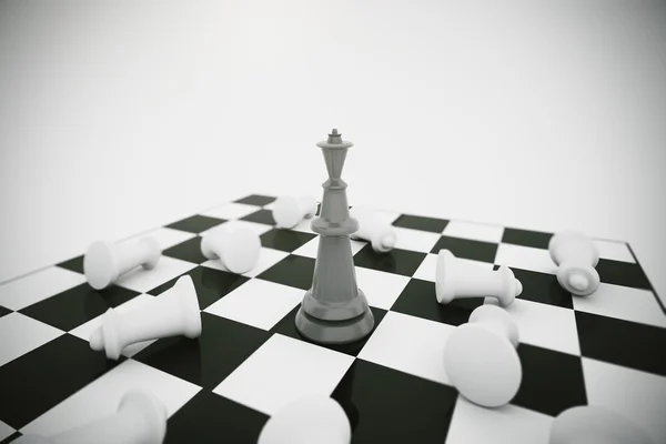 Black king and white chess pieces losers