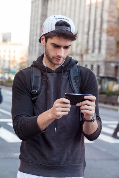 Traveling Guy With Mobile Phone