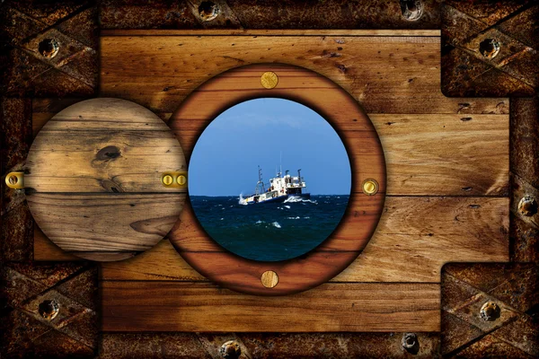 Wooden ships porthole.