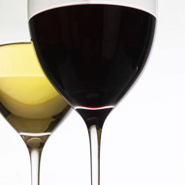 Wineglasses with red  and white wine