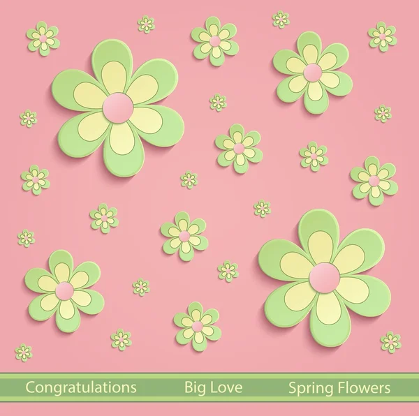 Flowers Spring paper 3D pink green vector