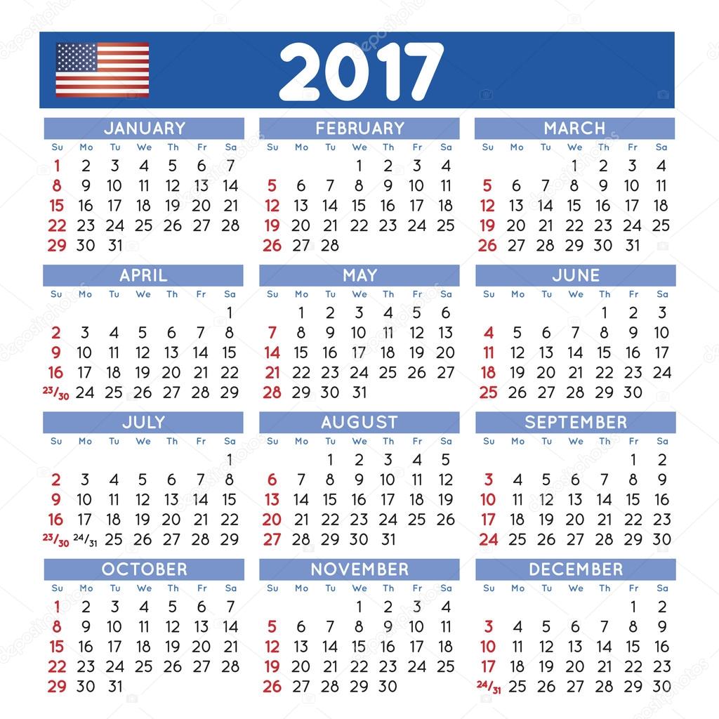 2017 Squared Calendar English 2017 Squared Calendar English
