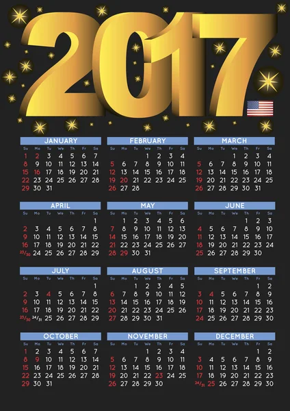 2017 黑色日历美国节日 - 图库矢量图像 alfons