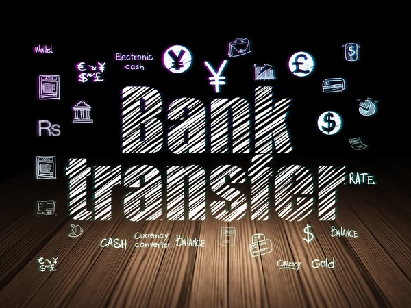 Currency concept: Bank Transfer in grunge dark room