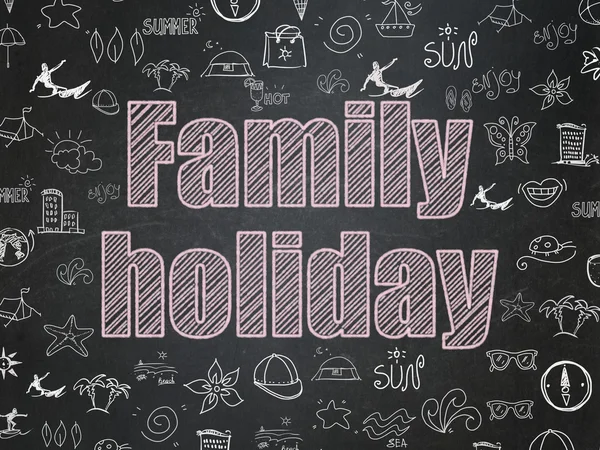 Tourism concept: Family Holiday on School Board background