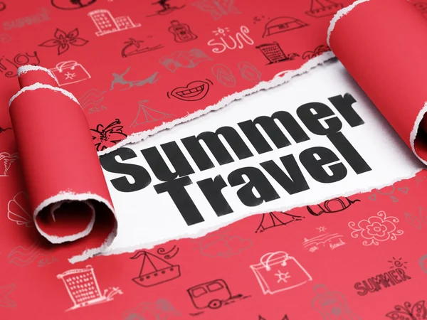 Travel concept: black text Summer Travel under the piece of  torn paper