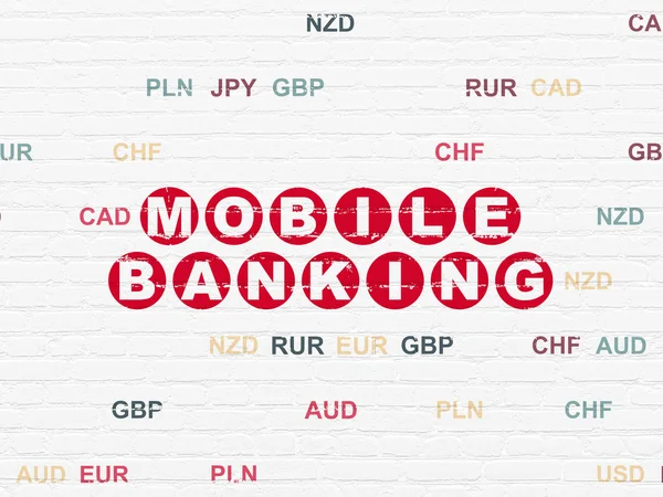 Currency concept: Mobile Banking on wall background