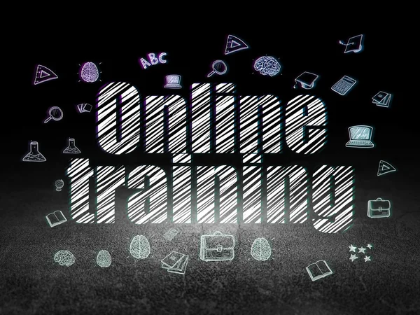 Education concept: Online Training in grunge dark room